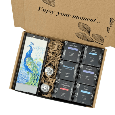 FLATYZ Blue Harmony Brievenbuscadeau | Blauwe Pauw Kaars & Thee