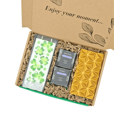 FLATYZ Golden Pause Brievenbuscadeau | Klavertjes 4 Kaars & Thee
