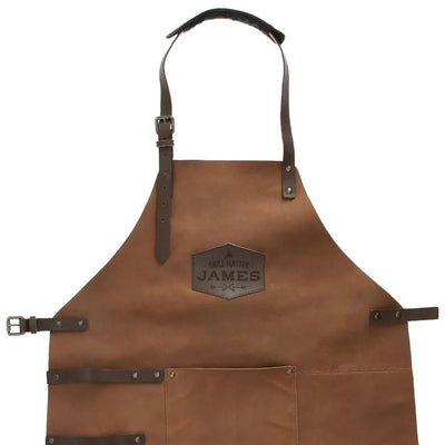 Leren BBQ Schort met Naam | Gepersonaliseerd Barbecue Schort